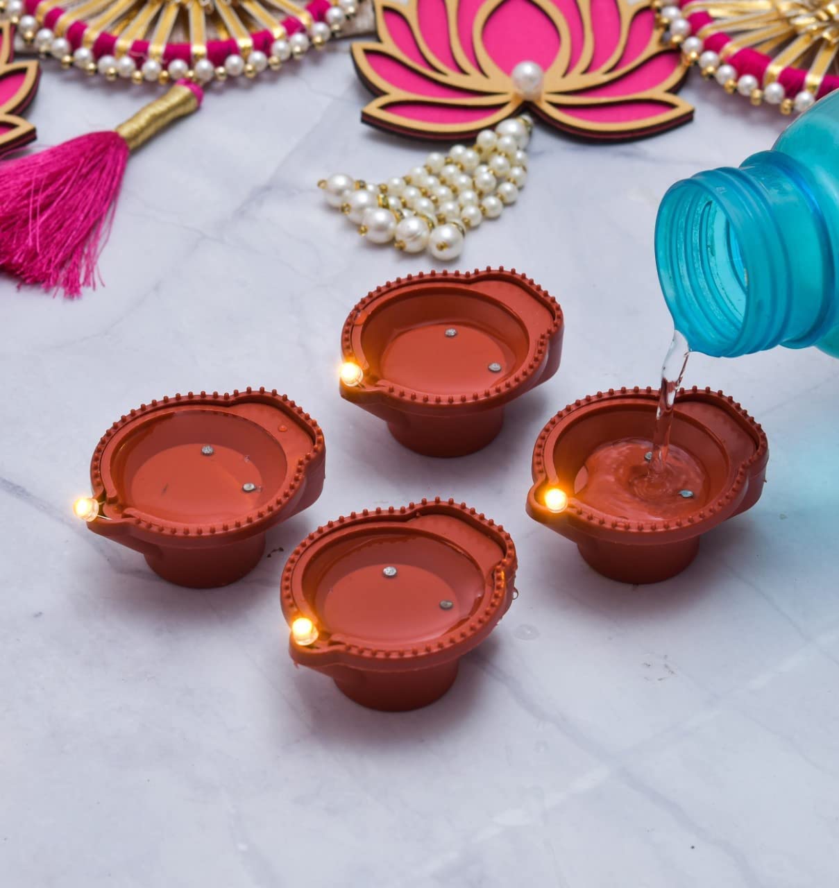 Flameless Water Sensor Diyas, Ambient Lights.